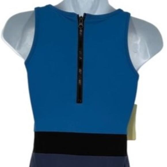 Swimsuit Racer Back Zip One Piece in Cobalt and Navy Size Small Long - Picture 5 of 6